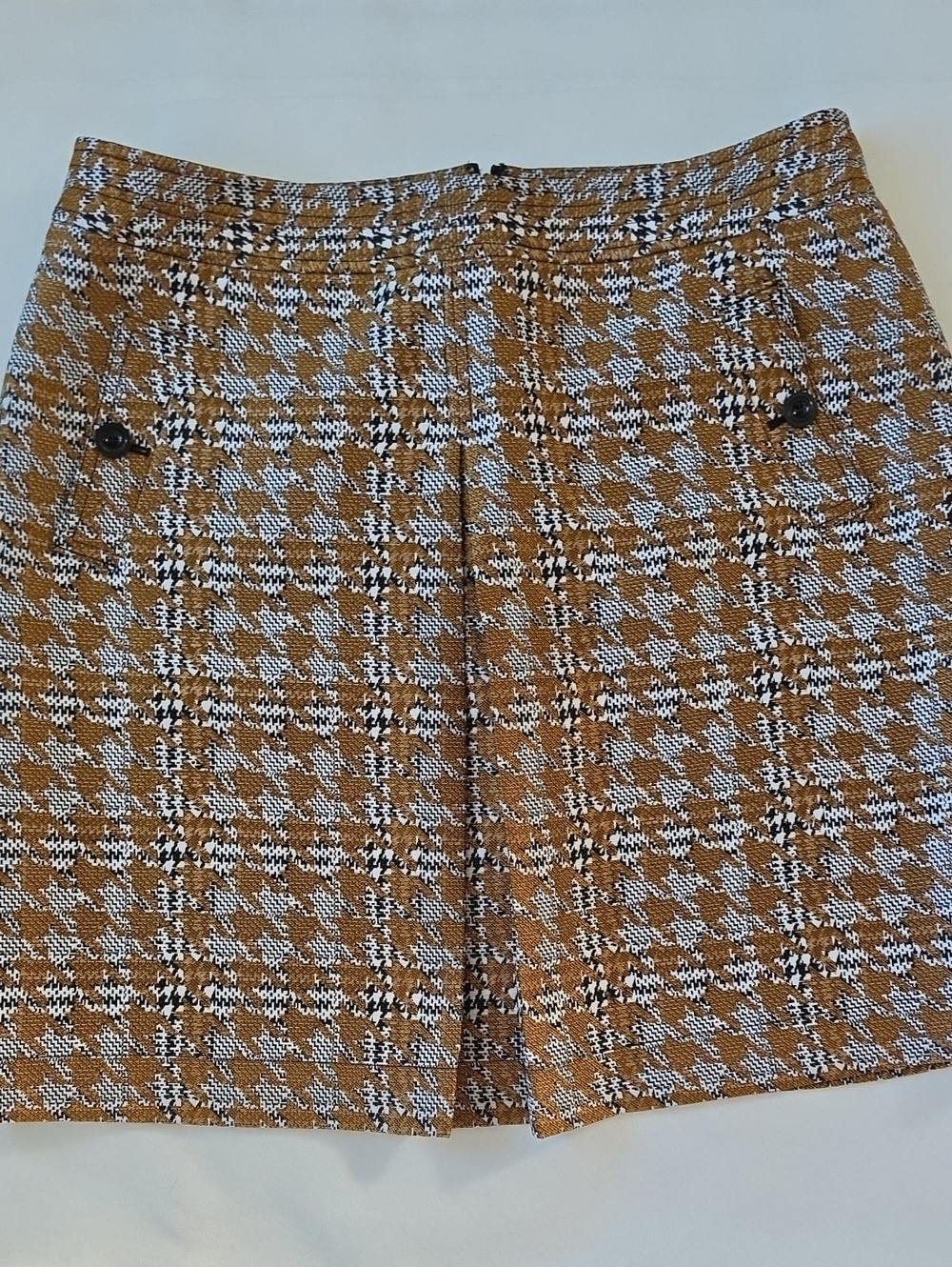 Nine West Brown, White and Black Checked Mini Skirt